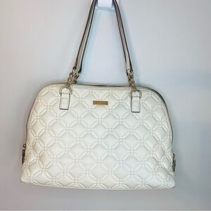 Kate Spade Cream Quilted Tote with Gold Chain Details